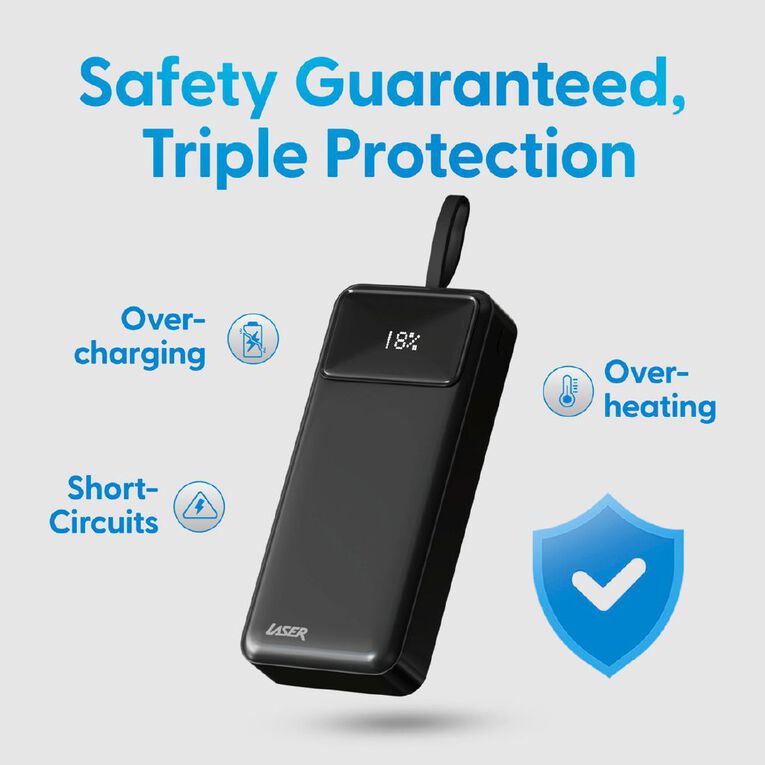 Laser 27,000mAh Power Bank with Digital Display - Black, , hi-res