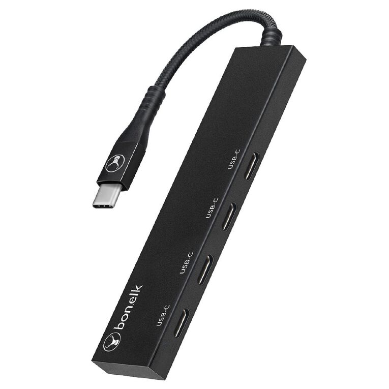 Bonelk Long-Life USB-C to 4 Port USB-C 3.0 Slim Hub - Black, , hi-res