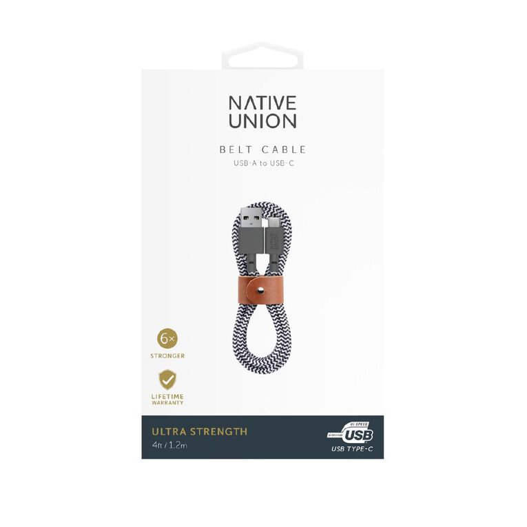 Native Union Belt Cable (USB-A to USB-C) 1.2m - Zebra, , hi-res