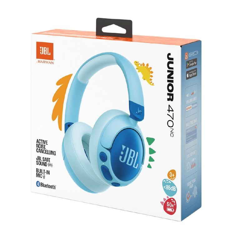JBL Junior 470NC Wireless Noise Cancelling Over-Ear Kids Headphones - Blue, , hi-res