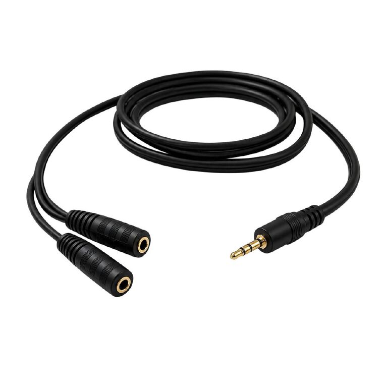 STM 3.5mm (Male) to 3.5mm (Female) Splitter Audio Cable, 1.5m - Black, , hi-res