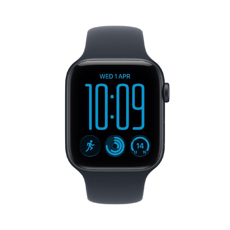 Apple Watch SE 3 Cellular 44mm Midnight Aluminium Case with Navy Blue Sport Band M/L, , hi-res
