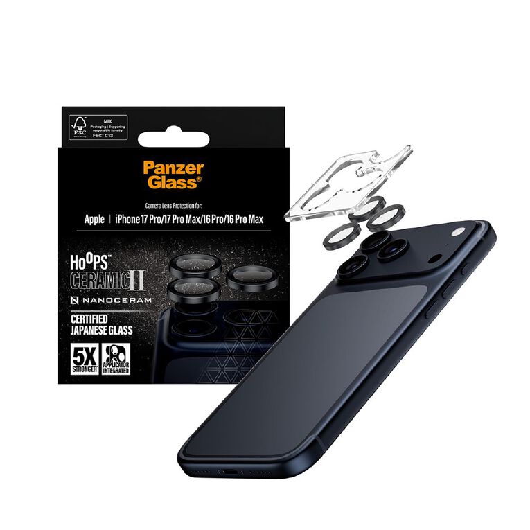 PanzerGlass Hoops Ceramic Camera Lens Protector for iPhone 17 Pro / 17 Pro Max / 16 Pro / 16 Pro Max, , hi-res