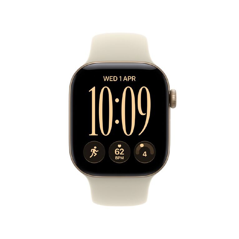 Apple Watch Series 12 GPS 42mm Light Gold Aluminium Case with Sand Sport Band M/L, , hi-res