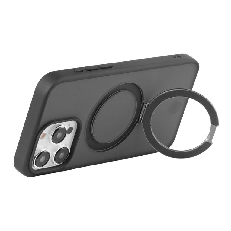 3SIXT Neo Stand iPhone 15 Pro Max MagSafe Recycled Case- Black, , hi-res