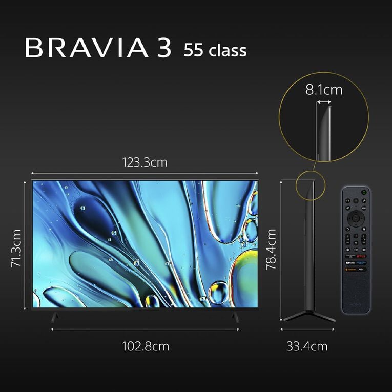 Sony 55 Inch BRAVIA 3 4K LED Google TV 2024, , hi-res