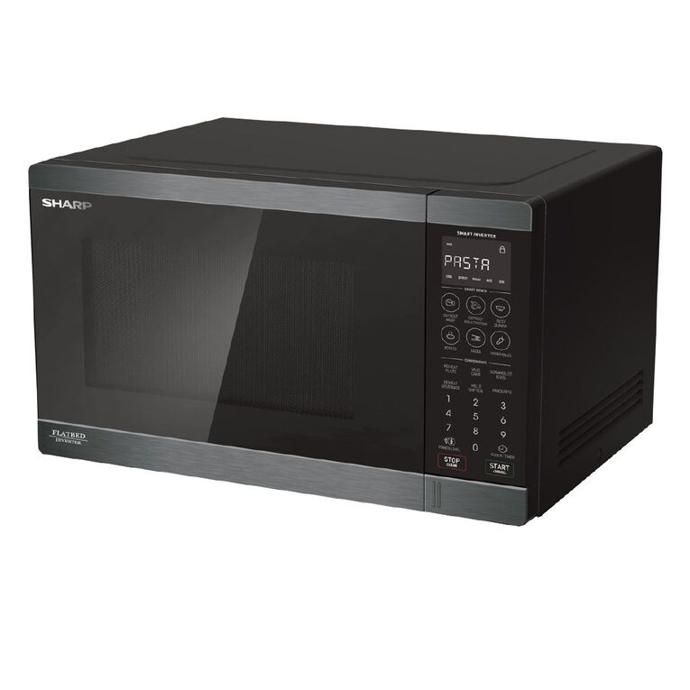 Sharp 30L Flatbed Inverter Microwave Black Stainless Noel Leeming