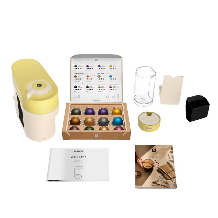 Nespresso DeLonghi Vertuo Pop Coffee Machine Value Pack Lemon, , hi-res