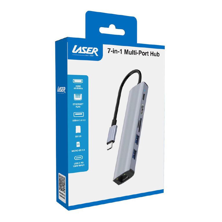 Laser USB-C to 7 Port USB and HDMI Hub, , hi-res