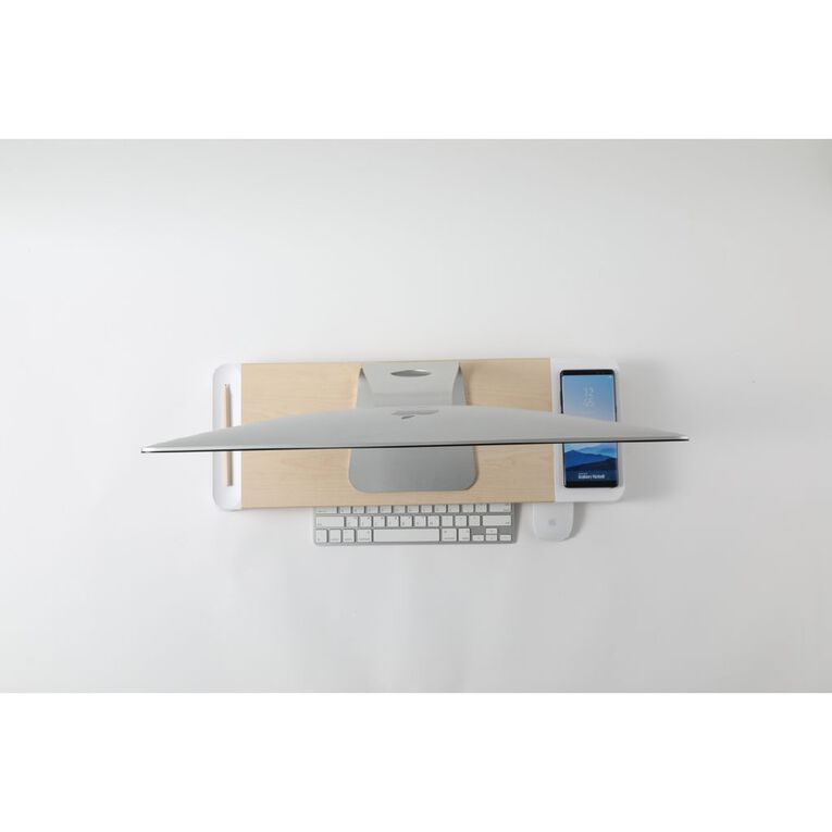 Pout Eyes6 Wooden Monitor Stand with Wireless Charger White Noel