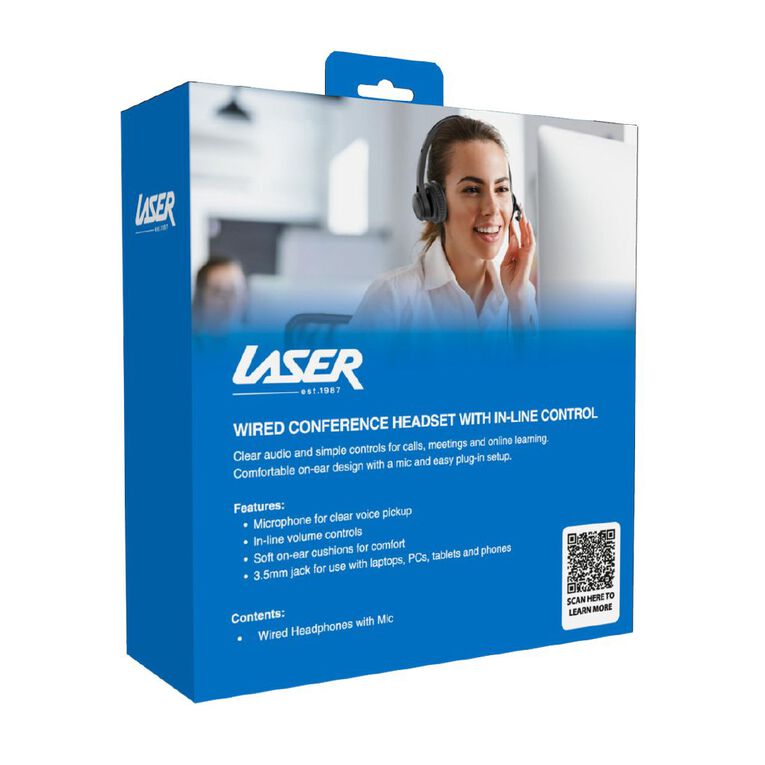Laser Wired Conference Headset 3.5mm Built-in Microphone, , hi-res