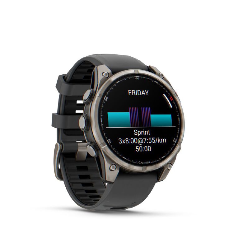 Garmin Fenix 8 Pro, 47mm, AMOLED, Sapphire, Titanium With Graphite/Black Silicone Band, , hi-res