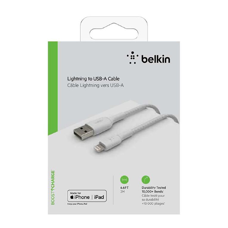 Belkin Braided Lightning Cable - 2m - White, , hi-res