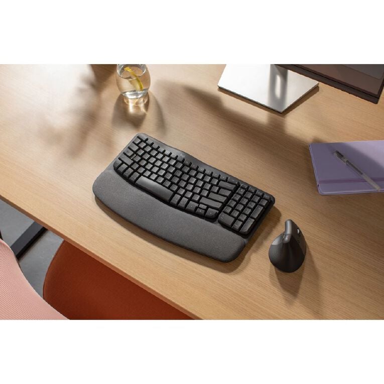 Logitech Wave Keys Wireless Ergonomic Keyboard - Graphite, , hi-res