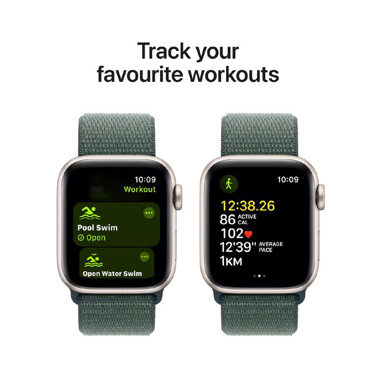 Apple Watch SE GPS 40mm Starlight Aluminium Case with Lake Green Sport Loop, , hi-res