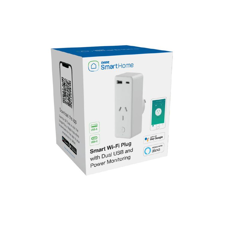 Laser Smart Wi-Fi Plug With USB-A & USB-C, , hi-res