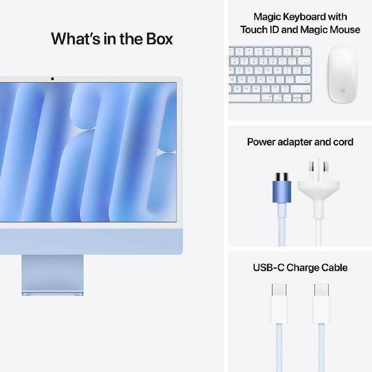 Apple iMac (M4) 24-inch 4.5K Retina 16GB/512GB SSD 10 Core CPU and GPU  - Blue, , hi-res