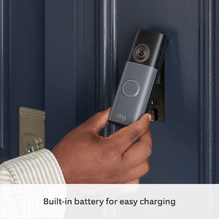 Ring Battery Video Doorbell 2K (2nd Gen) - Speckled Grey + Chime (3rd Gen), , hi-res