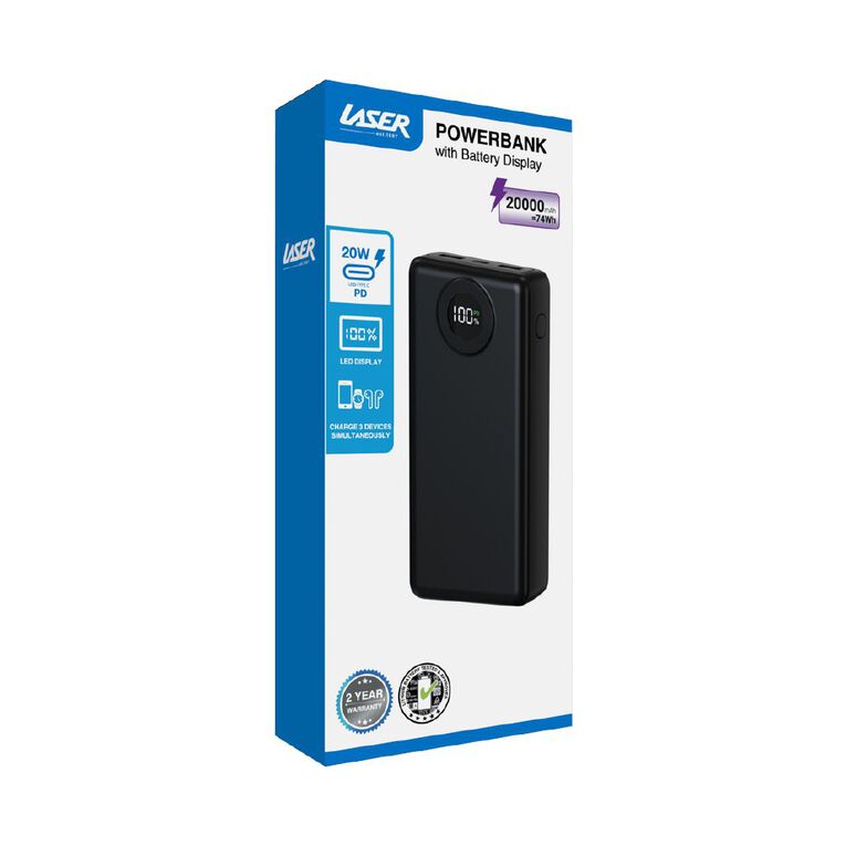 Laser 20K Powerbank with Battery Display - Black, , hi-res
