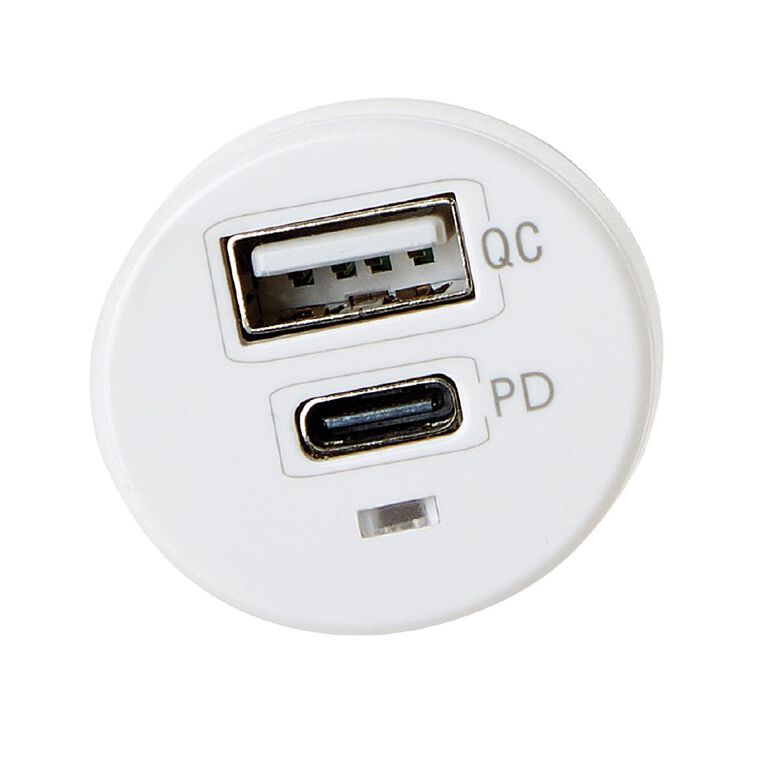 Tech.Inc USB-C + A 27W PD Dual Car Charger White, , hi-res