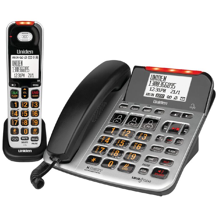 Uniden SSE47+1 Sight and Sound Enhanced Corded and Cordless Phone Set, , hi-res