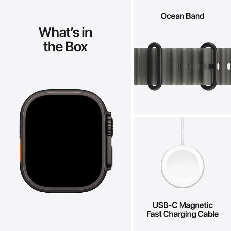 Apple Watch Ultra 4 Cellular 49mm Black Titanium Case with Translucent Black Ocean Band, , hi-res