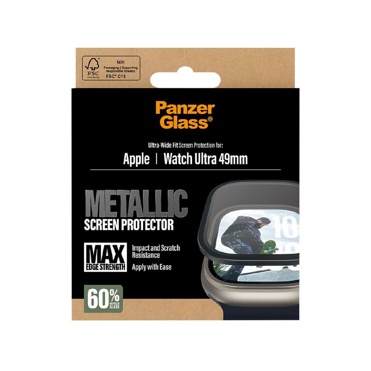 PanzerGlass Metal Frame Screen Protector for Apple Watch Ultra/3 - Black, , hi-res