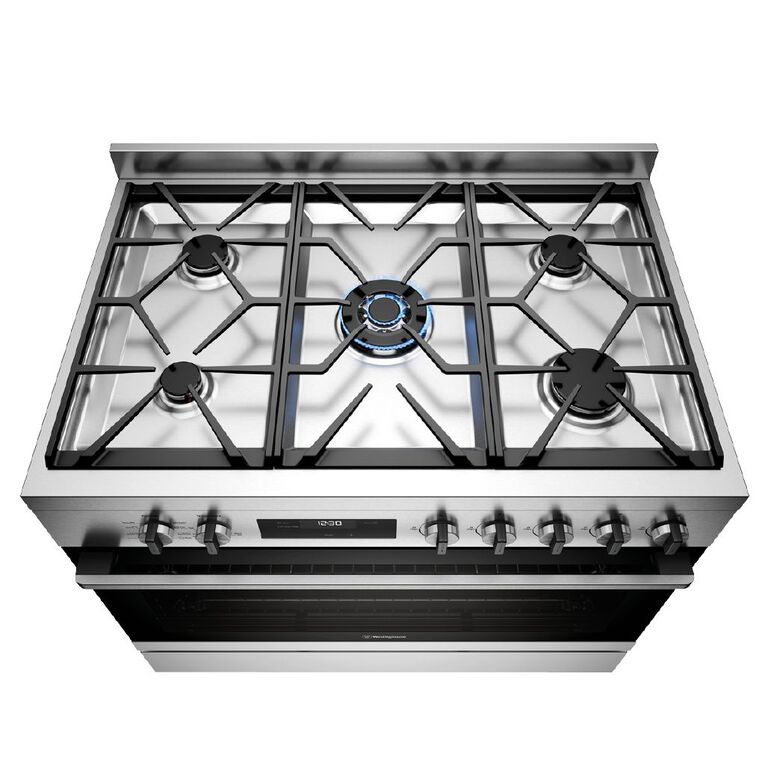 Westinghouse 90cm Dual Fuel Freestanding Oven with 5 Burner Gas Cooktop
