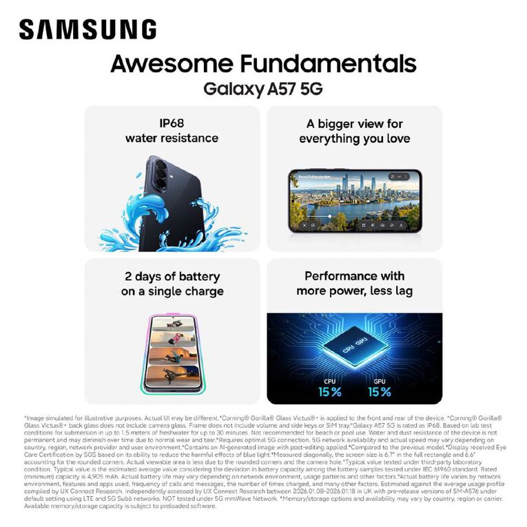 Samsung Galaxy A57 5G 256GB - Awesome Gray, , hi-res