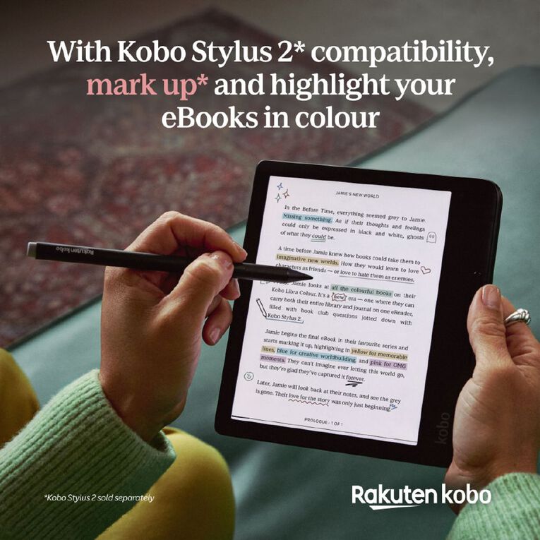 Kobo Libra Colour 7" 32GB eReader Bundle with Stylus 2 - Black, , hi-res