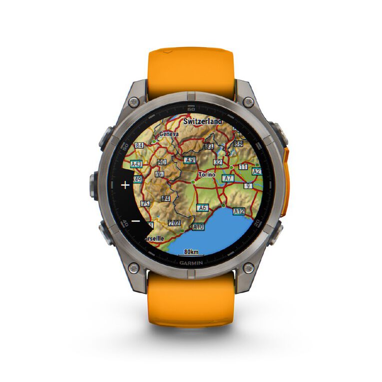 Garmin Fenix 8 47mm Sapphire AMOLED - Titanium with Spark Orange Graphite Band, , hi-res