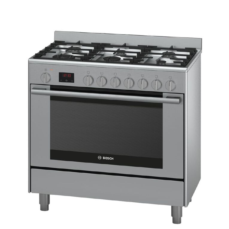 Bosch 90cm Dual Fuel Freestanding Oven with 6 Burner Gas Cooktop - Series 6 - Stainless Steel, , hi-res
