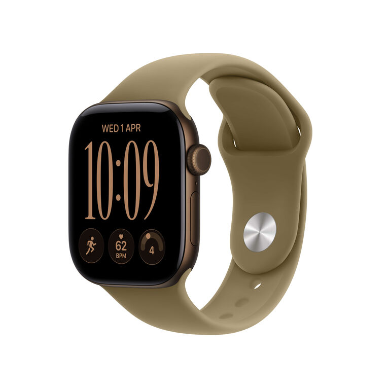 Apple Watch Series 12 GPS 42mm Dark Bronze Aluminium Case with Olive Sport Band S/M, , hi-res