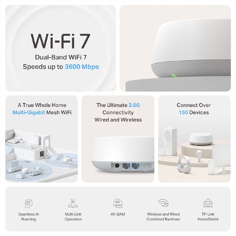 TP-Link Deco BE25 | BE5000 Whole Home Mesh Wi-Fi 7 System - 3 Pack, , hi-res