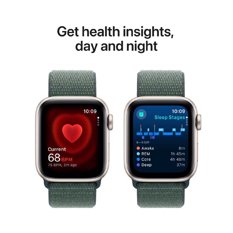 Apple Watch SE GPS 40mm Starlight Aluminium Case with Lake Green Sport Loop, , hi-res