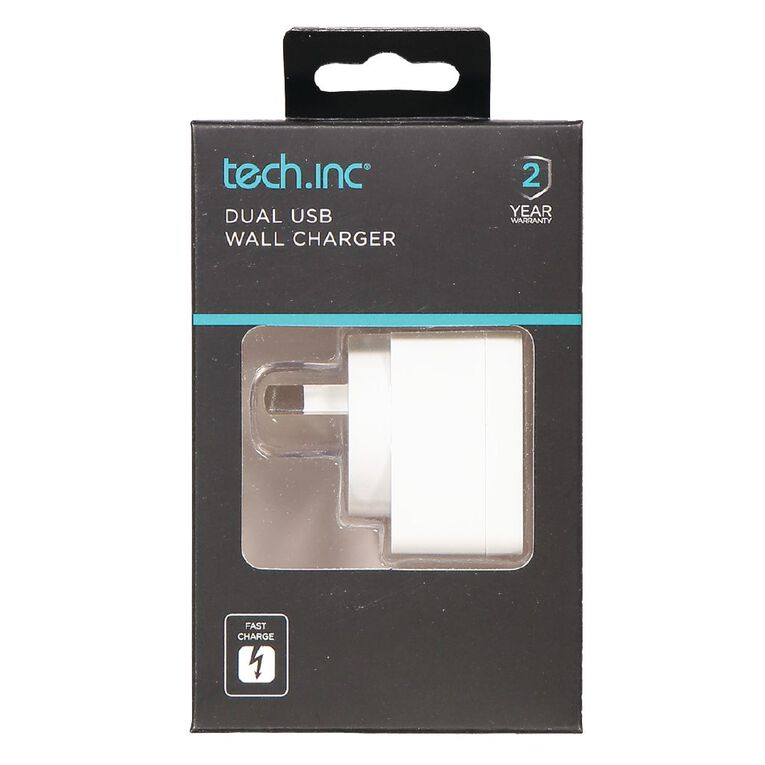 Tech.Inc Dual USB 3.4A Wall Charger 1A + 2.4A, , hi-res
