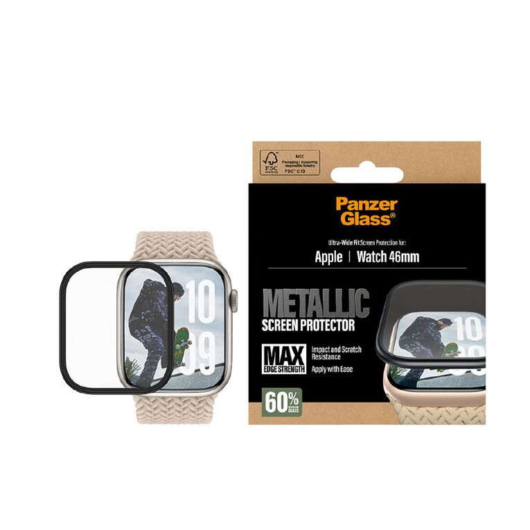 PanzerGlass Metal Frame Screen Protector for Apple Watch Series (46mm) - Black, , hi-res