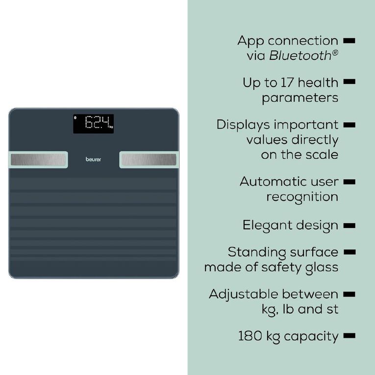 Beurer BF451BG Limited Edition Bluetooth Glass Body Fat Scale, , hi-res