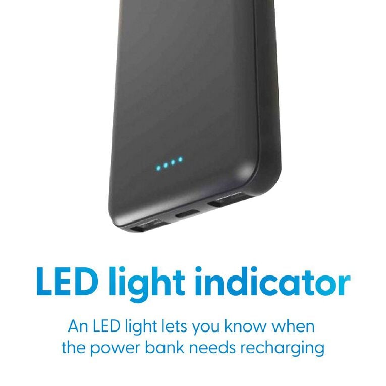 Laser 5000mAh Power Bank with Battery Indicator - Charcoal, , hi-res