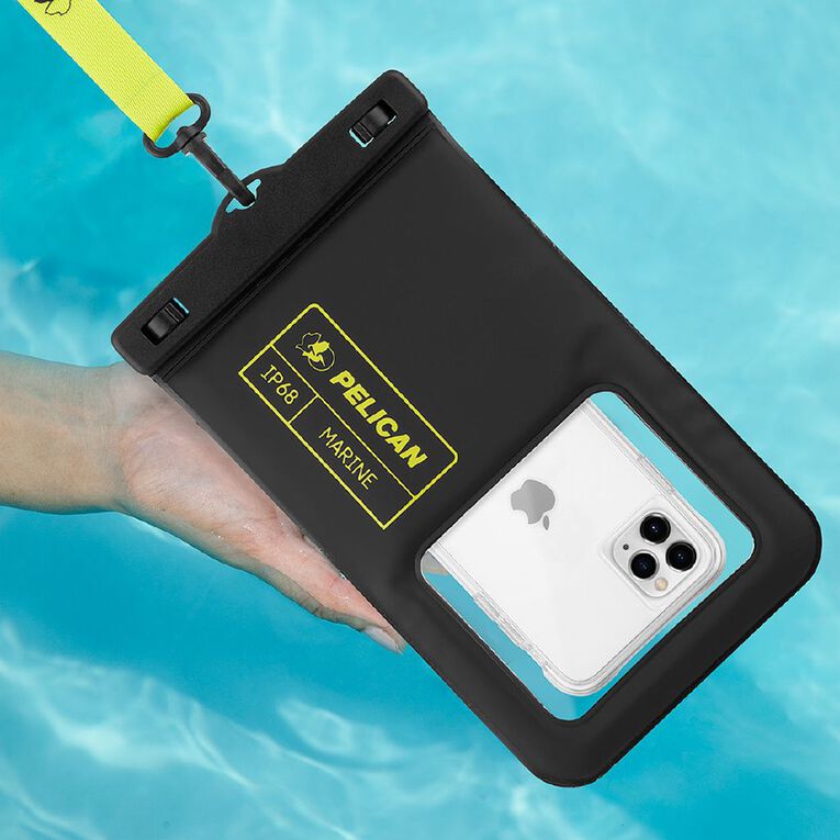 Pelican Waterproof Floating Phone Pouch XL - Black/Neon Green, , hi-res