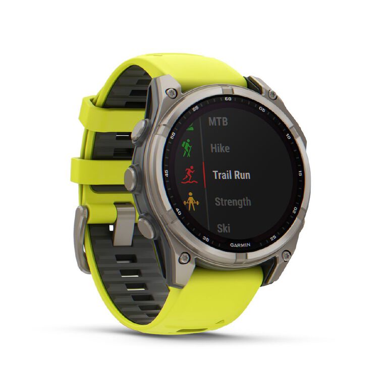 Garmin Fenix 8 47mm Sapphire Solar - Bare Titanium with Amp Yellow Graphite Band, , hi-res