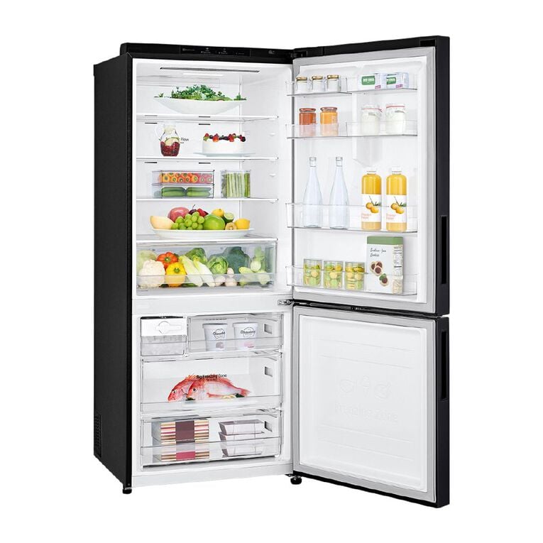 LG 420L Bottom Mount Fridge Freezer - Black Finish, , hi-res