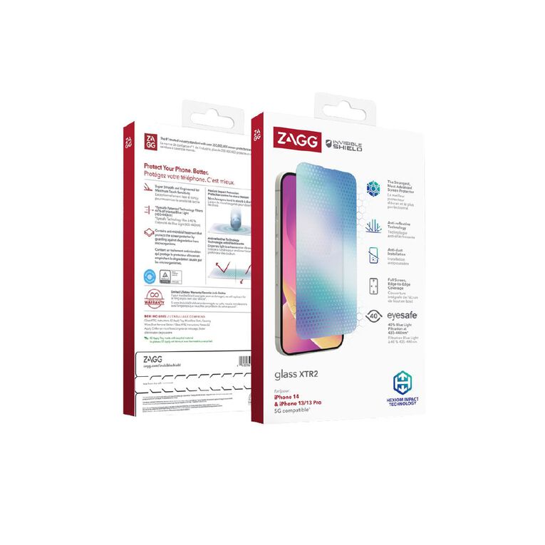 Zagg InvisibleShield Glass Screen Protector XTR Apple iPhone 16E, 14, 13, 13 Pro, , hi-res