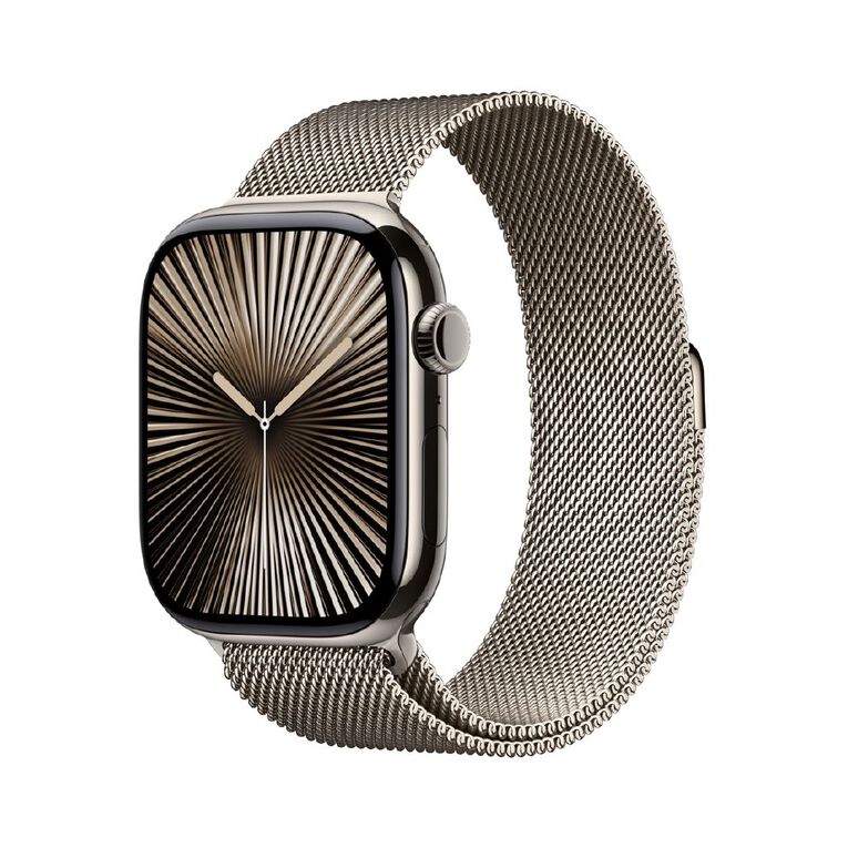 Apple Watch Series 10 GPS + Cellular 46mm Natural Titanium Case with Natural Sport Loop M/L, , hi-res