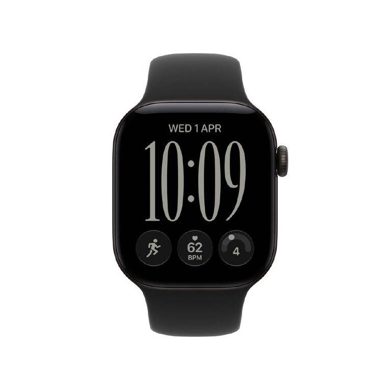 Apple Watch Series 12 GPS 42mm Black Aluminium Case with Black Sport Band M/L, , hi-res