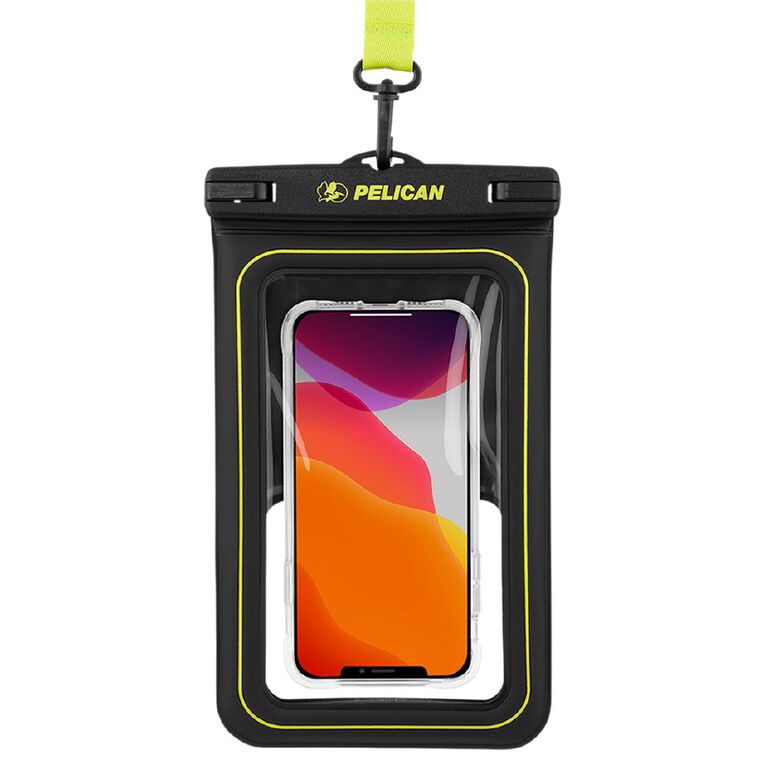 Pelican Waterproof Floating Phone Pouch XL - Black/Neon Green, , hi-res