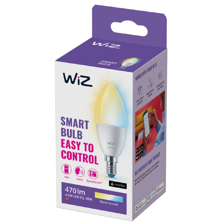 WiZ Tunable White E14 C37 Candle WiFi and BT Bulb, , hi-res
