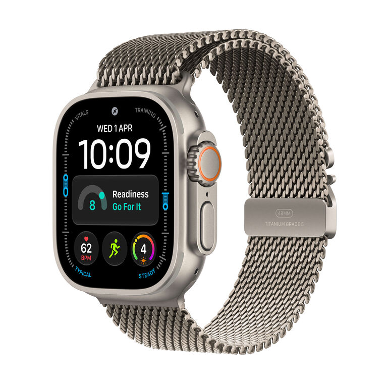 Apple Watch Ultra 4 Cellular 49mm Natural Titanium Case with Natural Milanese Loop L, , hi-res