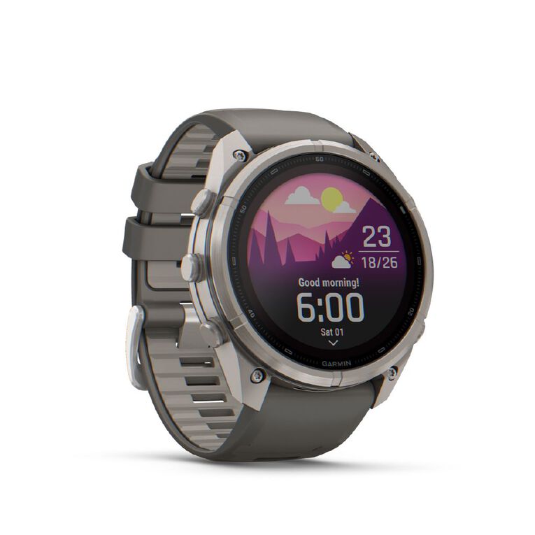 Garmin Fenix 9 Pro 51mm Solar - Titanium With Pebble Grey Silicone Band, , hi-res