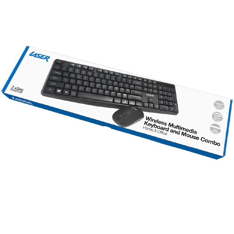 Laser Multimedia Wireless Keyboard and Mouse Combo, , hi-res